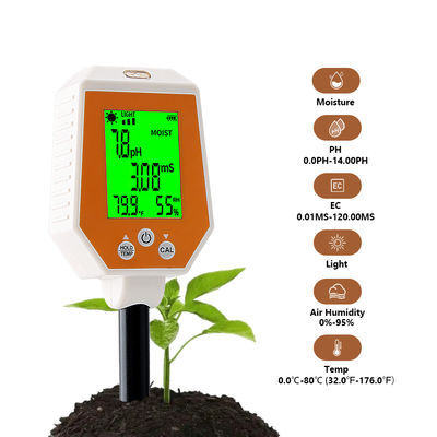 6 in 1 Bodenprüfer - Feuchtigkeit/PH/EG/Licht/Luftfeuchtigkeit/Tempometer für Gartenarbeit und Landwirtschaft