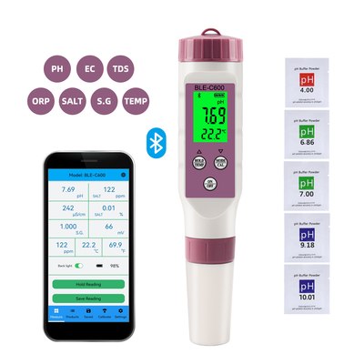 Digitale Wasserqualitätsmessgeräte mit 6 in 1, pH/EG/TDS/ORP/Salz/Temperatur Trinkwasserprüfer