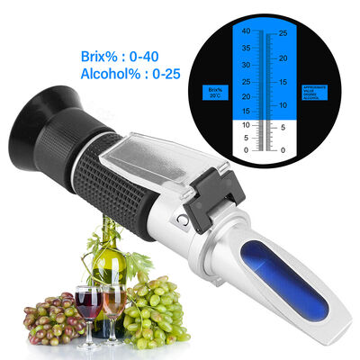 Hand-held Brix Refractometer with 0-40% Brix Range and Automatic Temperature Compensation for Wine Wort and Sugar Testing