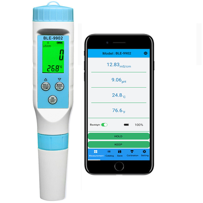 3 IN 1 intelligenter Bluetooth-pH-Meter EC-Temperatur-Prüfvorrichtung BLE-9902 beweglicher App-Steuerung