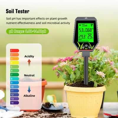 YIERYI 6 in 1 PH / EC / Feuchtigkeit / Sonnenlicht / Luftfeuchtigkeit Digitale Bodenanalysator Meter