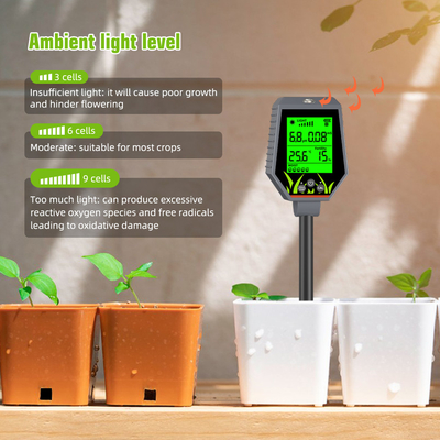 YIERYI 6 in 1 PH / EC / Feuchtigkeit / Sonnenlicht / Luftfeuchtigkeit Digitale Bodenanalysator Meter