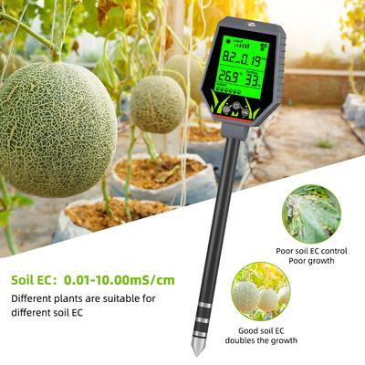 YIERYI 6 in 1 PH / EC / Feuchtigkeit / Sonnenlicht / Luftfeuchtigkeit Digitale Bodenanalysator Meter