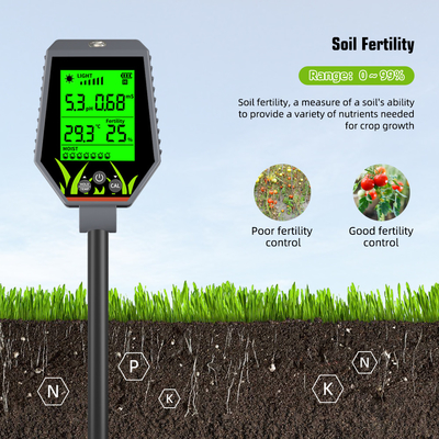 YIERYI 6 in 1 PH / EC / Feuchtigkeit / Sonnenlicht / Luftfeuchtigkeit Digitale Bodenanalysator Meter