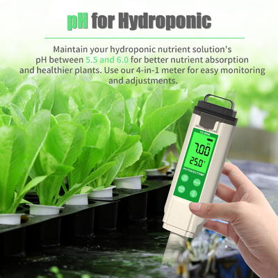 YiERYi YG-9908 4-in-1-Wasserqualitätsprüfer PH / TDS / EC / Temperatur Multifunktionsprüfstift mit hoher Genauigkeit