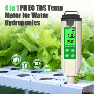 YiERYi YG-9908 4-in-1-Wasserqualitätsprüfer PH / TDS / EC / Temperatur Multifunktionsprüfstift mit hoher Genauigkeit