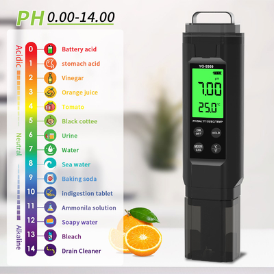 YIERYI YG-9909 Digital 5 in 1 Wasserqualitätsprüfer Hochpräzisions-PH-Tester für Bauernhof