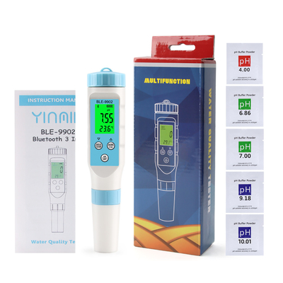Yieryi BLE-9902 Bluetooth-PH-Meter ¢ Mehrfunktions-EC- und Temperaturmessgerät für Pools, Aquarien und hydroponische Wasserqualität