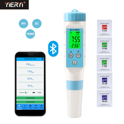 Yieryi BLE-9902 3-in-1 Bluetooth PH EC Meter Umfassende Wasserprüfung für Pools Hydroponik Aquarien
