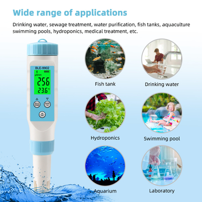 Yieryi BLE-9902 pH-Meter mit Bluetooth ¢ 3-in-1 EC & Temperaturmessung für genaue Wasserprüfung in Pools, Tanks und Gärten