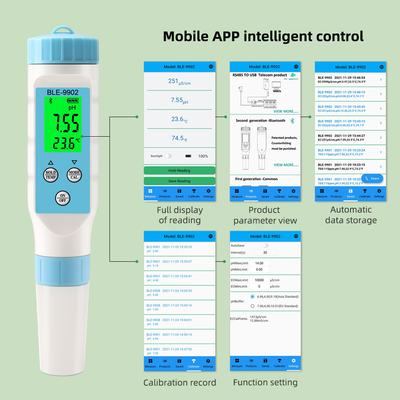 Yieryi BLE-9902 pH-Meter mit Bluetooth ¢ 3-in-1 EC & Temperaturmessung für genaue Wasserprüfung in Pools, Tanks und Gärten