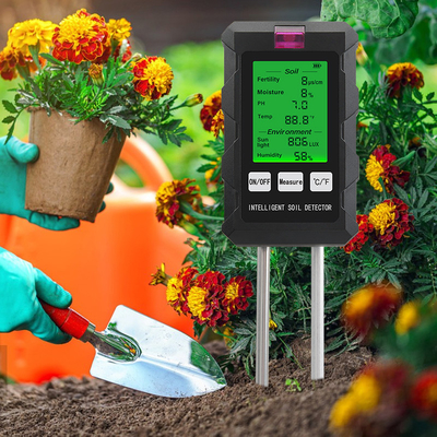 6-in-1-Bodendetektor -- pH, Feuchtigkeit, Temperatur, Licht, Feuchtigkeit, Fruchtbarkeitsprüfung -- ideal für Innen-, Außen- und Gartenanwendungen