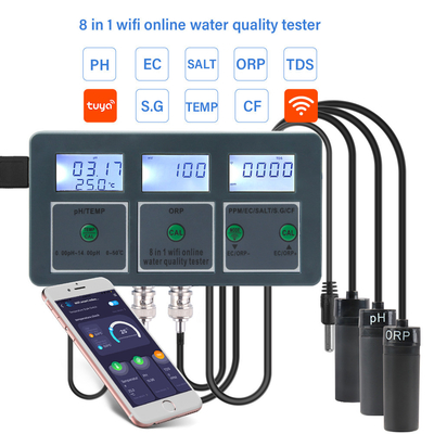 8-in-1 Smart WiFi Wasserqualitätsprüfer Fernüberwachung Ideal für Aquarien, Pools, Labore und Trinkwasser