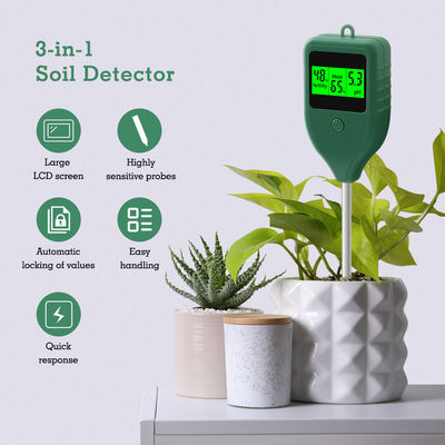 Drei in einem Bodendetektor, pH-Säure-Meter, Bodenfeuchtigkeitsmessgerät, Fruchtbarkeitsmesser für Blumen und Pflanzen in Topf