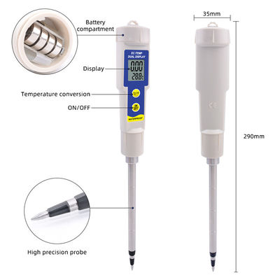 Boden-EC- und Temperaturprüfer - 2-in-1-wasserdichtes Meter mit 0,00 - 4,00 mS/cm-Bereich für Garten-, Hydroponik- und Innenpflanzen