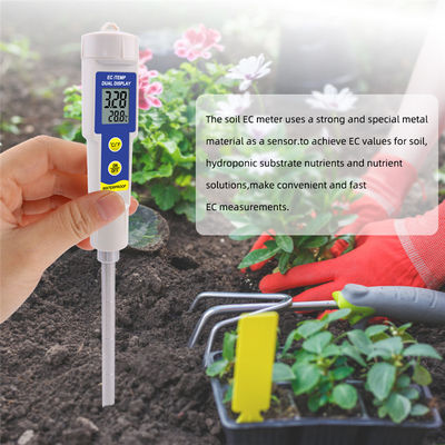 Boden-EC- und Temperaturprüfer - 2-in-1-wasserdichtes Meter mit 0,00 - 4,00 mS/cm-Bereich für Garten-, Hydroponik- und Innenpflanzen