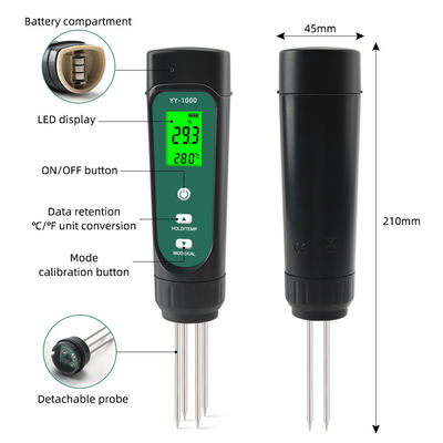 3-in-1-Bodenprüfgerät - EC (0,01-20,00 ms/cm), Feuchtigkeits- und Temperaturmesser für Garten und Hydroponik