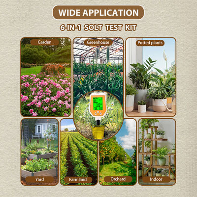 6 in 1 Bodenprüfer - Feuchtigkeit/PH/EG/Licht/Luftfeuchtigkeit/Tempometer für Gartenarbeit und Landwirtschaft