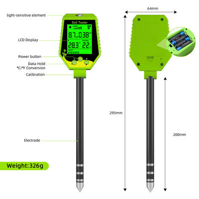6 in 1 Bodenprüfgerät. Feuchtigkeit/pH/Fertilität/Sonnenlicht/EG/Temp Meter für Garten-, Farm- und Innenpflanzen