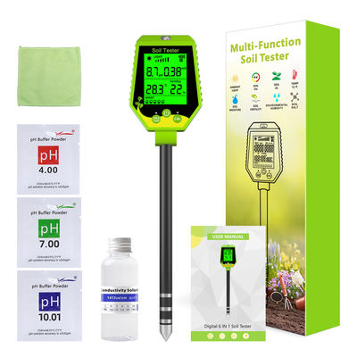 6 in 1 Bodenprüfgerät. Feuchtigkeit/pH/Fertilität/Sonnenlicht/EG/Temp Meter für Garten-, Farm- und Innenpflanzen