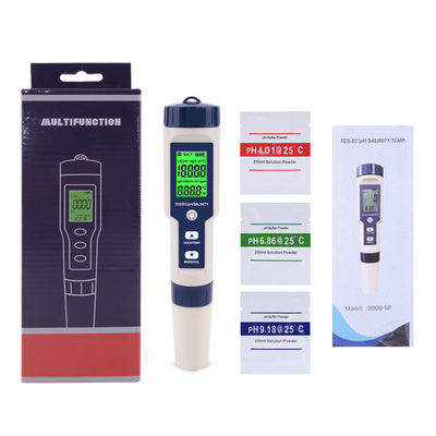 5 - in - 1 Wasserqualitätsprüfer - pH/TDS/EG/Salzgehalt/Tempometer für Zuhause, Aquarien und Labore