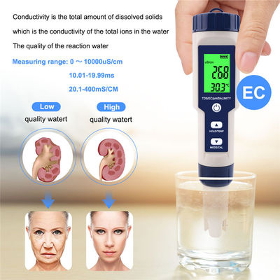 5 - in - 1 Wasserqualitätsprüfer - pH/TDS/EG/Salzgehalt/Tempometer für Zuhause, Aquarien und Labore