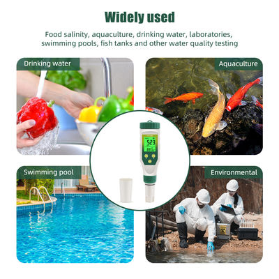 5-in-1 Wasserqualitätsprüfer PH/TDS/EC/Salzgehalt/Temperaturmessgerät für Aquakultur, Trinkwasser, Labor