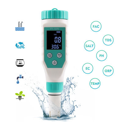 7-in-1 Wasserqualitätsprüfer - FAC/pH/ORP/Salinität/TDS/EC/Temperaturmessgerät für Aquakultur, Haushalt & Labor