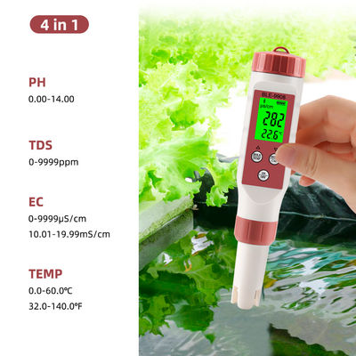 Smart 4-in-1 Wasserqualitäts-Tester mit Bluetooth - pH/TDS/EC/Temp Messgerät für Zuhause, Hydrokultur & Labor