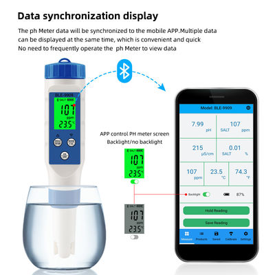 Smart 5 in 1 Bluetooth-Wasserqualitätsprüfer - pH/TDS/EC/Salz/Tempometer für Zuhause, Aquakultur und Hydrokultur
