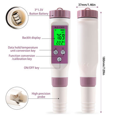 Smart 7-in-1-Bluetooth-Wasserqualitätsprüfer - pH/EC/TDS/ORP/Salz/S.G/Temp Meter für Zuhause, Labor und Aquakultur