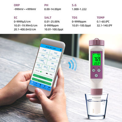 Smart 7-in-1-Bluetooth-Wasserqualitätsprüfer - pH/EC/TDS/ORP/Salz/S.G/Temp Meter für Zuhause, Labor und Aquakultur