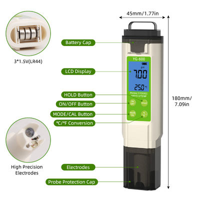 7-in-1-Wasserprüfer PH / TDS / EC / ORP / S.G / Salz / Temperaturmesser für Hauspool-Labormessungen