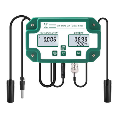 Wifi-fähiger 6 in 1 Wasserqualität Tester Fernbedienung PH / TDS / EC / Salz / S.G / Temp Für Aquarium Pool Lab