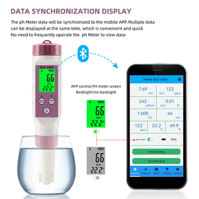 Digitale Wasserqualitätsmessgeräte mit 6 in 1, pH/EG/TDS/ORP/Salz/Temperatur Trinkwasserprüfer