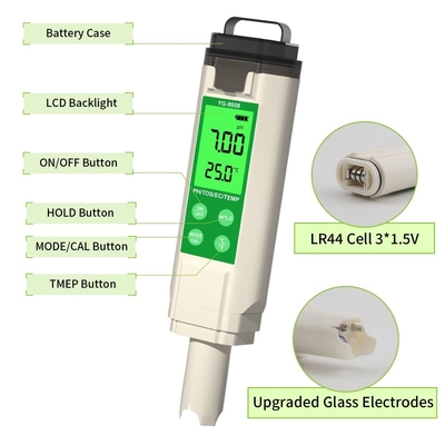 PH TDS EC TEMP Tester Stift Wasserqualitätsprüfer mit Hintergrundbeleuchtung