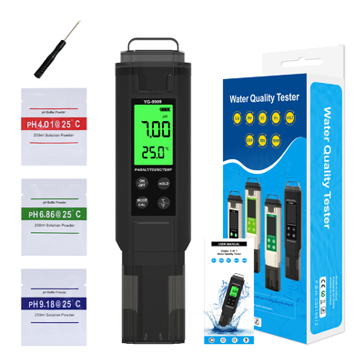 5-in-1-Digitalzähler pH-Salzgehalt Temperatur TDS EC Tester mit Hintergrundbeleuchtung zur Überwachung der Wasserqualität