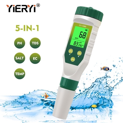 5-in-1-Mehrparameter-PH-Meter mit Hintergrundbeleuchtung für Labor-Aquarien PH TDS Salzgehalt EG-Temperaturmessgerät