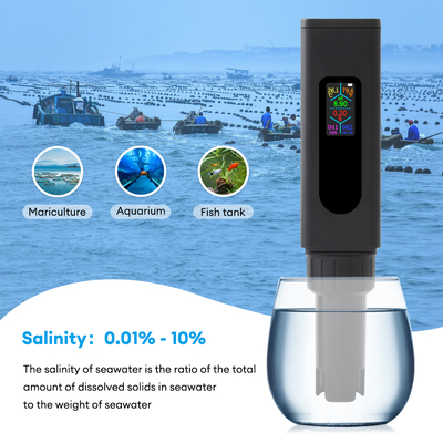 USB Wiederaufladbarer 5-in-1-Wasserqualitätsmesser Farbbildschirm TDS Salz-EC-PH-Temperaturmessgerät