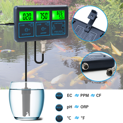 WiFi Tuya App Digital Multi-Funktions-PH-Meter 7-in-1 PH EC ORP TDS RH% CF Temperatur Online-Tester Wasserqualitätsanalysator
