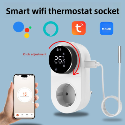 Smart Tuya WiFi-Thermostat-Stecker mit Timersensor-Touchsteuerung