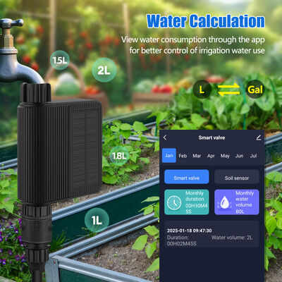 Solarbetriebenes intelligentes Bewässerungssystem mit Tuya Smart Control und IP65 wasserdichtem Bodenfeuchtigkeitssensor-Kit
