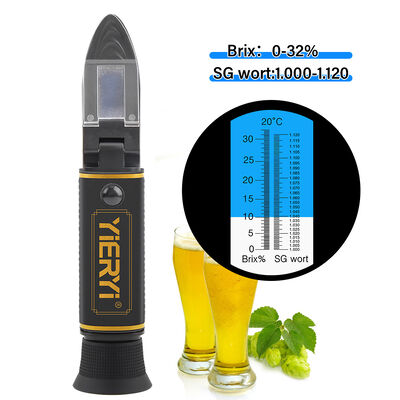 Yieryi Dual-Scale Brix 0-32% & SG 1.000-1.120 Refraktometer mit ATC und hochwertigem optischem Glasprisma für Bierbrauen und Weinbereitung