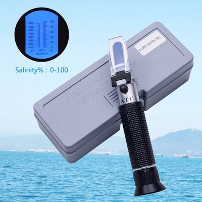 Handheld 0-100% Salinity Refractometer with 1.000-1.070SG Range for Aquarium and Seawater Testing