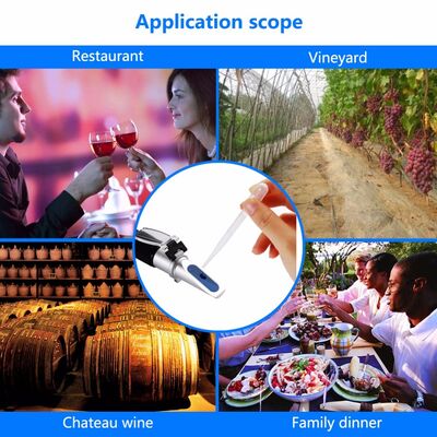 Hochpräzisionshandheldes Refraktometer und Alkoholprüfer mit Messbereichen von 0-40%Brix, 0-25%Vol und 0-22Baume