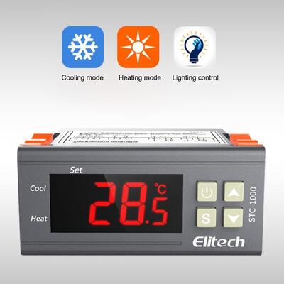 STC-1000 Digitaler Thermostat-Temperaturregler mit LCD-Display mit Auflösung von 0,1 °C und Hochtemperatur-Alarm