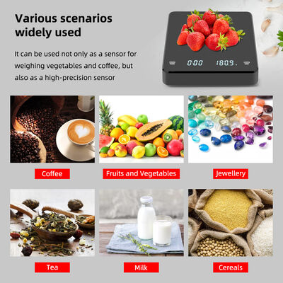 High Precision 0.1g Accuracy 3000g Capacity Coffee Scale with USB Charge and Digital Timer for Kitchen Use