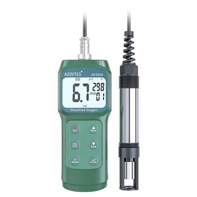 Hochpräzises tragbares AE6609 Dissolved Oxygen Meter mit 3,5m Sonde und ATC für Aquakultur & Abwasser