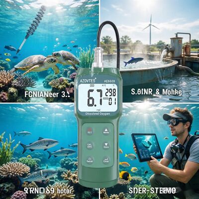 Hochpräzises tragbares AE6609 Dissolved Oxygen Meter mit 3,5m Sonde und ATC für Aquakultur & Abwasser