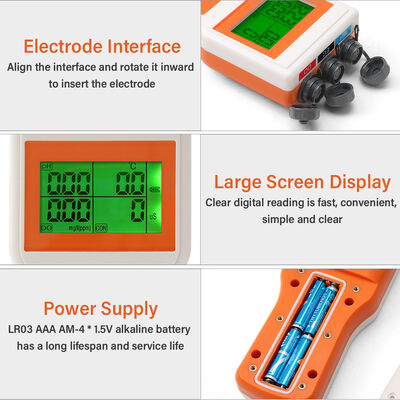 6-in-1-Mehrparameter-Wasserqualitätsmesser mit pH-Genauigkeit von 0,1 und LCD-Display für Aquarien und Hydroponik